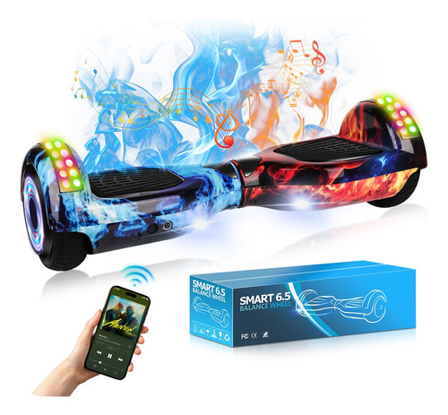Skate Elétrico Hoverboard 6.5 Som Bluetooth Com Luz Led