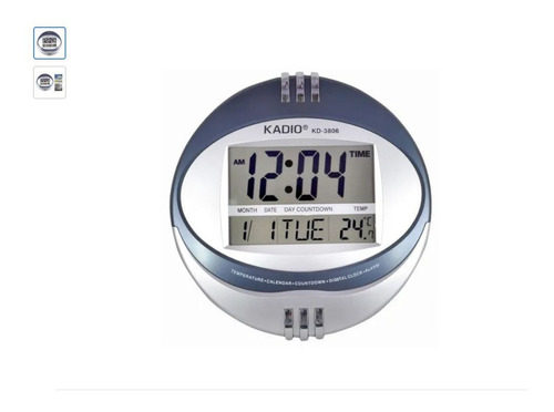 Reloj Pared Kadio Digital Kd3806 Hora Fecha Alarma Termometr