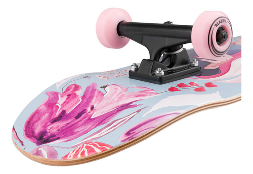 Skate Patineta Blazer Rosa Chicle Estampado Ruedas 95 Abec-7 Blazer Plata