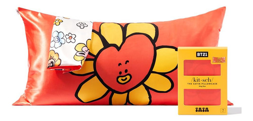 Funda De Almohada Kitsch X Bt21 Tata Satinada Con Cremallera