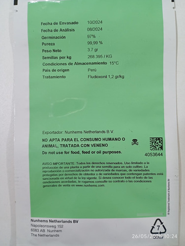 Semilla De Tomate Duramax Nunhems D-basf 1000und