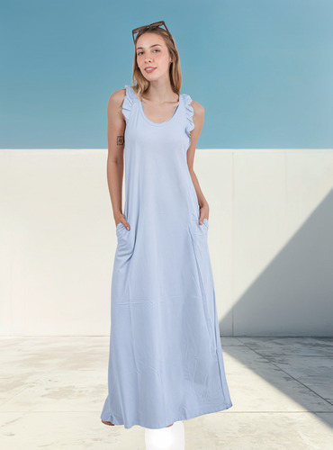 Vestido Mujer Casual De Algodon Largo Verano Temporada Nueva