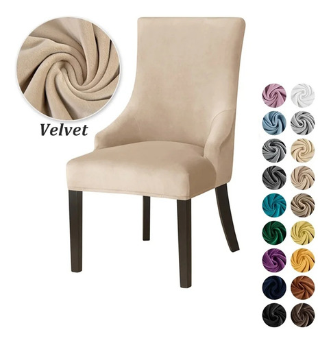 Funda De Silla De Comedor Lavable De Color Liso, Elástica, D