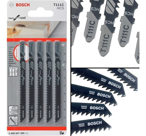 Set Hojas Sierra Caladora Bosch Madera T111c 5u 4 - 50 Mm