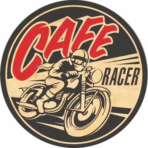 Chapa Redonda Vintage Motos Cafe Racer - 40cm Diámetro