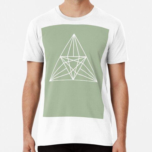 Remera Sage Green And White Geometric Triangle Pattern Algod