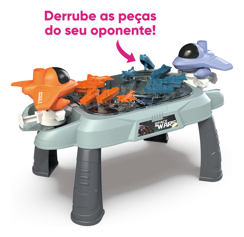 Jogo Batalha Naval Espacial Brinquedo Educativo Conect Brinq Mesa De Pebolim Cinza