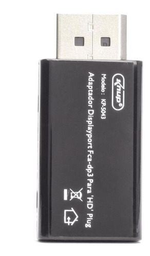 Adaptador Displayport Fca-dp3 Para Hdmi Plug Kp-5043 Knup