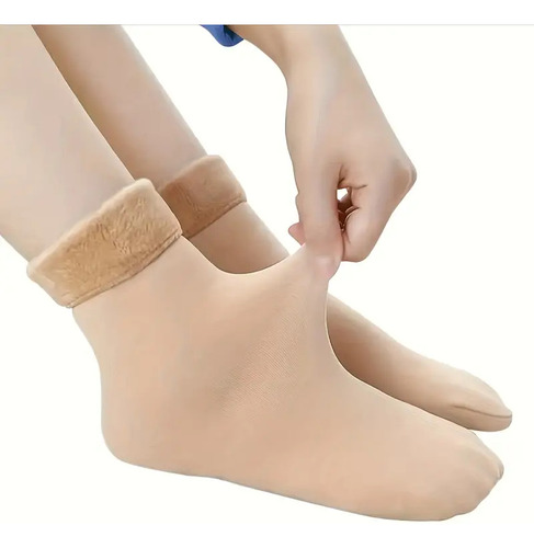 Pares Medias Térmicas Invierno Cálidas Polar Packs Elegibles Negro Y Beige 6 Negro Y 6 Beige