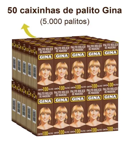 Kit 100 caixas de Palitos de Dentes Roliços de Madeira Gina 100 un