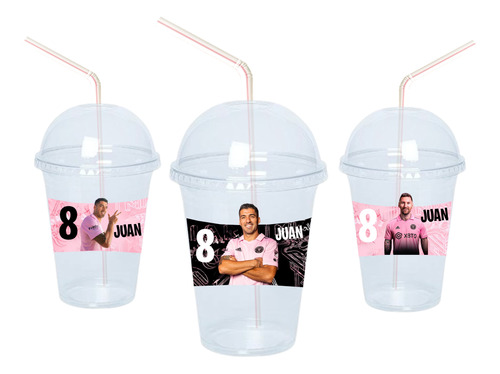 Inter Miami Luis Suarez Messi Vasos Con Cúpula Pack X10