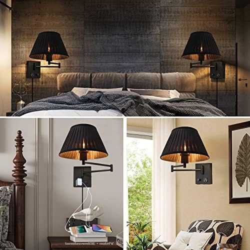 Aplique De Pared Enchufable Lámpara De Pared Con Brazo Oscil