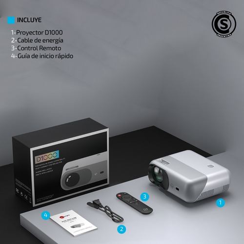 Imagen 9 de 10 de Proyector Portatil 7000 Lumenes Bluetooth 1080p Vivibright