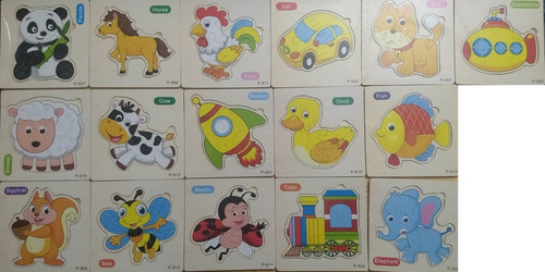 5 Rompecabezas Didáctico, Madera. Varios Modelos Para Niños