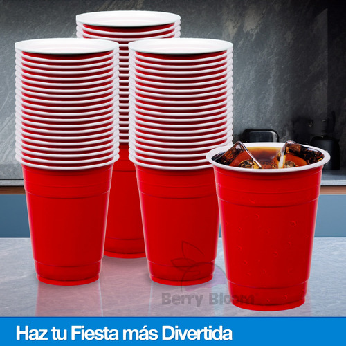 400 Vasos Rojos 532 Ml (18 Oz) Extra Resistentes Para Fiesta