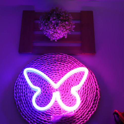 Señal De Neón Led De Neón Con Forma De Mariposa De Neón, Ros