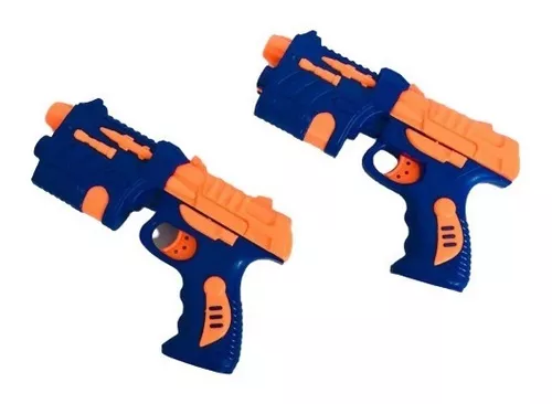 Kit 2 Arma Pistola Tipo Nerf Soft Bullet Guns Com 12 Dardos + Alvo