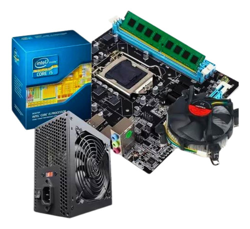 Kit Upgrade I5 Placa Mãe H61 C/ Fonte 500w 16gb Ram Preto