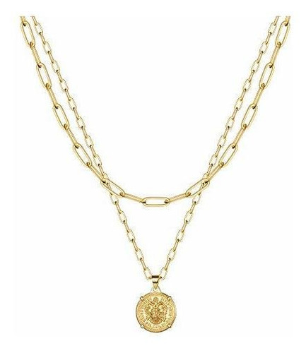 Collares De Oro Para Mujer - Colgante De Moneda De Oro De 14