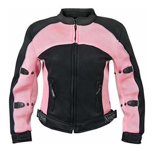 Motociclismo, Xelement Cf508 Chaqueta De Malla Negra Y Rosa 