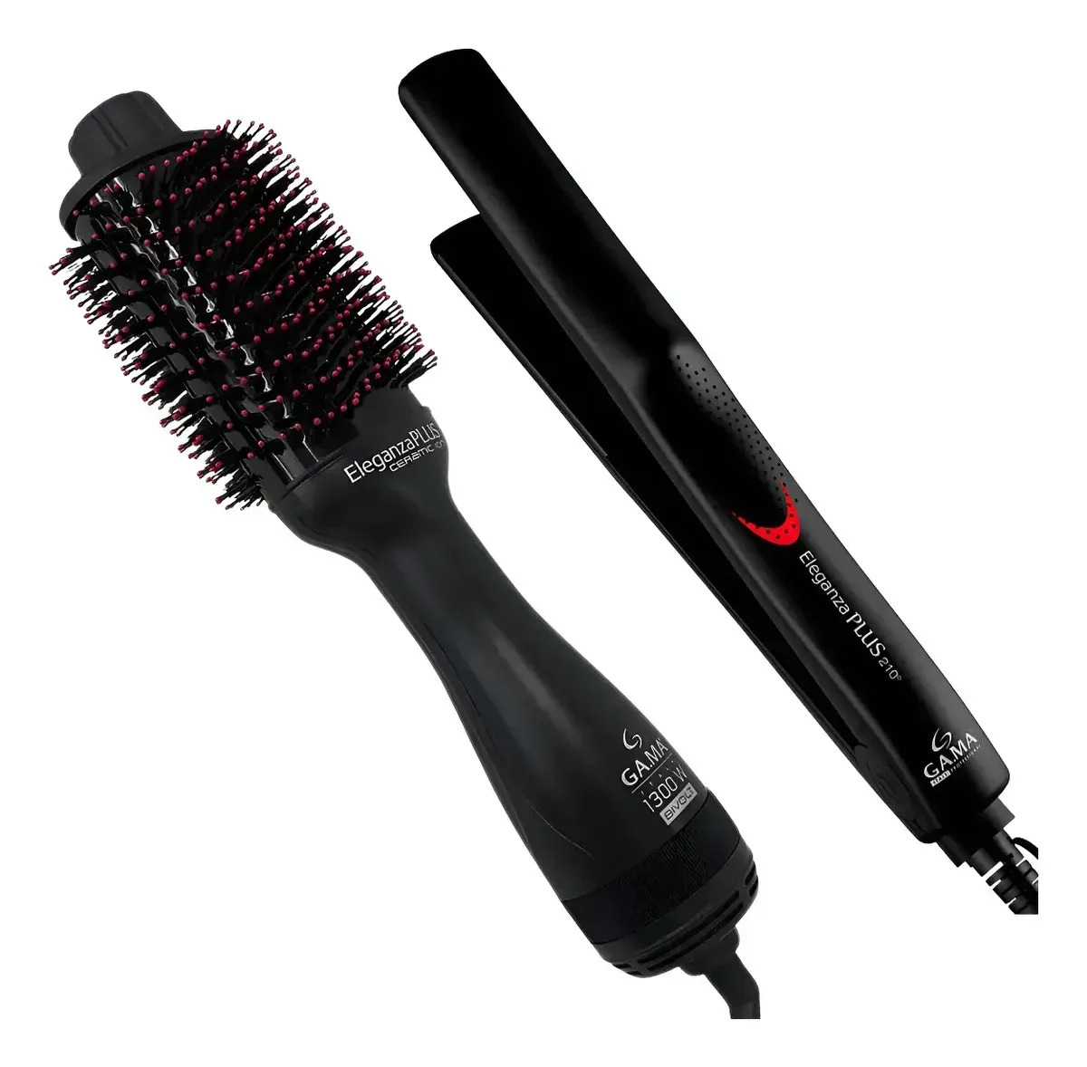 Kit Escova Secadora Gama Italy Eleganza Plus Chapinha Prancha Alisadora Bivolt Ceramic Ion 1300w 210 Graus Profissional Progressiva Efeito Liso Finalizacao Seca Alisa Modela Cabelos Brilho Maciez Uso
