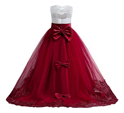 Vestido De Princesa De Encaje Con Bloques De Colores Para Ni