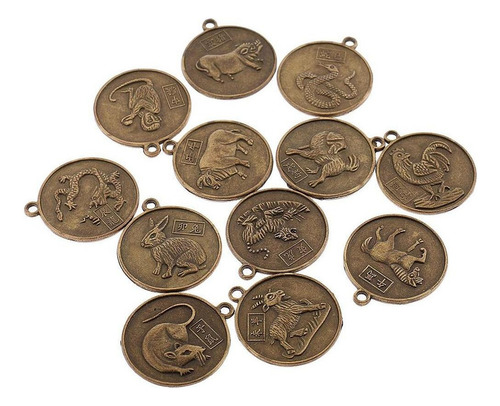3x12 Unids / Set Signos Del Zodiaco Chino Animales Moneda