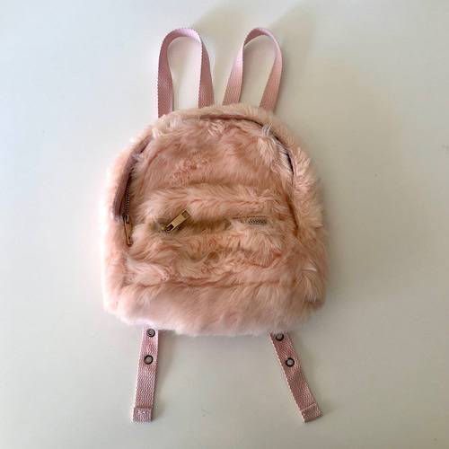 Mochila Chica Paseo Urbana Tela Peluche Rosa Forever 21