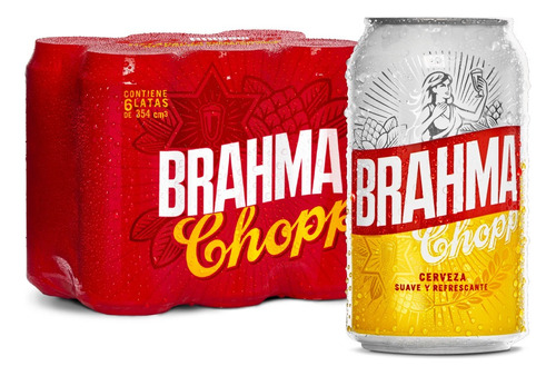 Cerveza Brahma Chopp American Adjunct Lager lata 354 mL 6 unidades