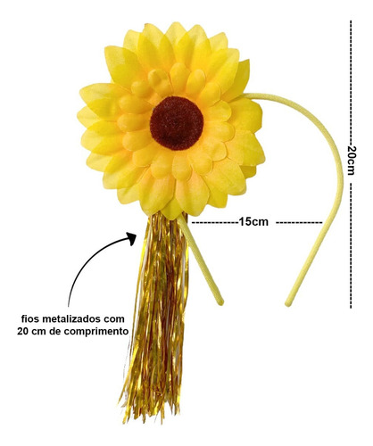 Tiara Girassol Com Franja Metaloide Bloquinho De Carnaval