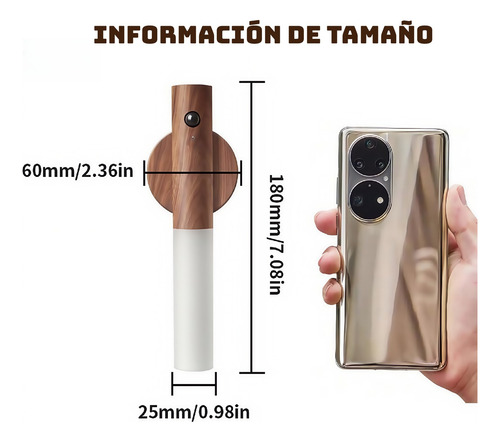 Lámpara De Pared Led De Madera Recargable Por Inducción