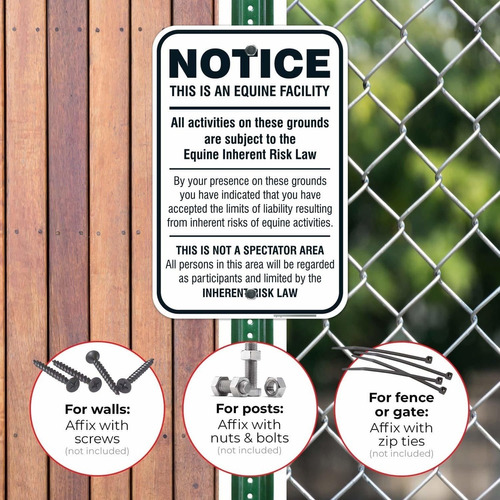 Equine Liability Sign, Statute Horse Barn Stable Farm Sign,