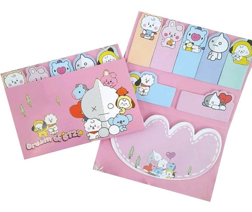 Set De 4 Post-it Notas Adhesivas Bt21 Bts Kawaii