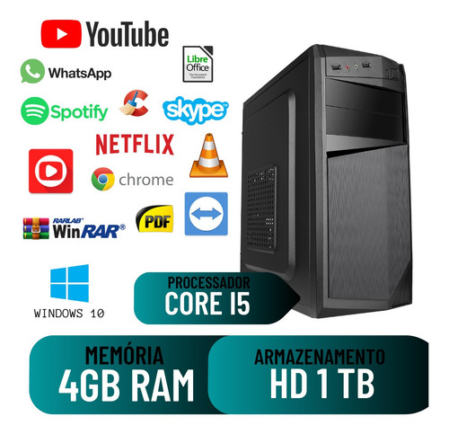 Imagem 1 de 2 de Computador Montado I5 4gb Hd 1tb Win10 Gravador De Dvd
