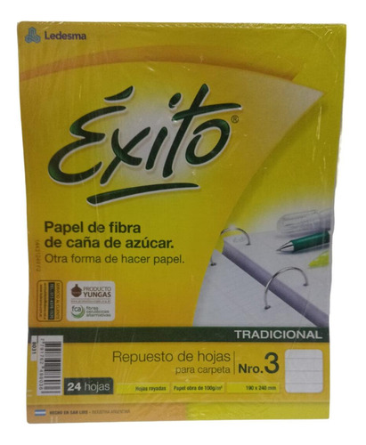 Repuesto De Hojas Rayadas Para Carpeta N3 100grs X24 Hjs