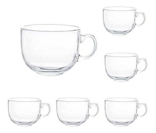 Juego De 6 Tazas De Cristal Con Mango Para Café, Té, Sopa