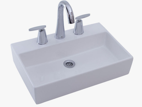 Imagen 2 de 5 de Bacha De Apoyo Gulliart Roma 3 Agujeros 48x32 Cm Loza Blanca