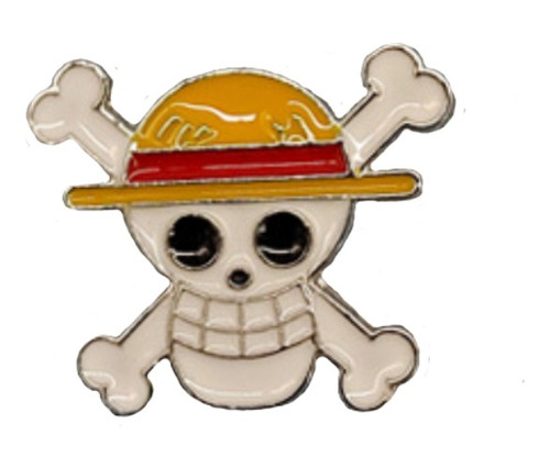 Pin Metalico Calavera Pirata Tipo One Piece Dorado