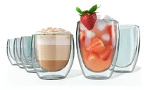 Comprar Juego 4 Tazas Café Vidrio Doble Pared, 240 Ml 2 Tazas Café V