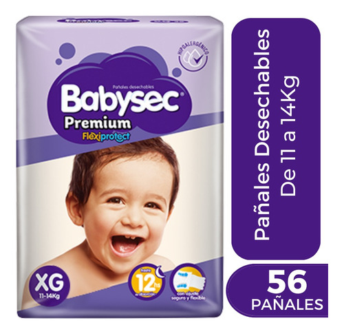 Pañales Babysec Premium Flexiprotect 56 Unidades Xg