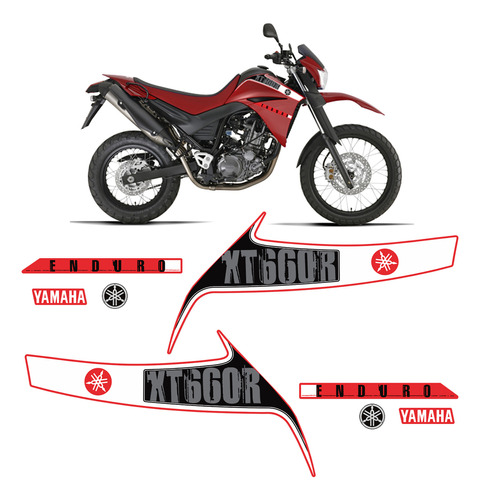 Adesivos Yamaha Xt 660r 2013 Moto Vermelha + Emblemas Logo