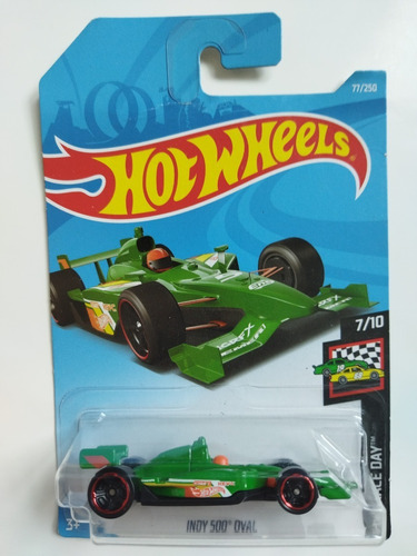 Hot Wheels Indy 500 Oval Race Day 7/10 Verde Daño Fa0