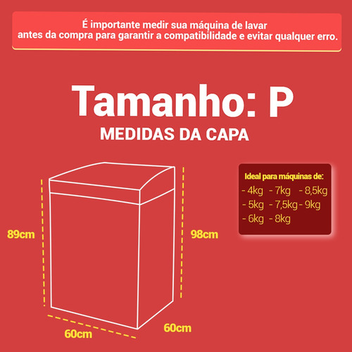 Capa Maquina Lavar Roupa Protetora 10 11 12 13 14 15 16kg