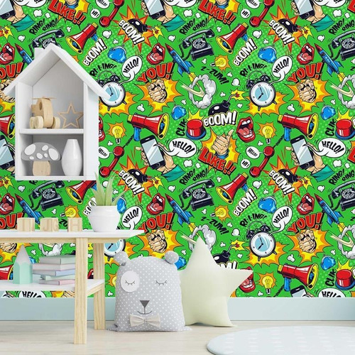 Imagem 5 de 6 de Papel De Parede Adesivo Pop Art Quadrinhos N05010 Rolo De 0,