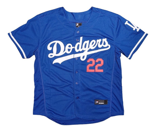Imagen 1 de 3 de Camiseta Casaca Baseball Mlb La Dodgers 22 Kershaw Blue