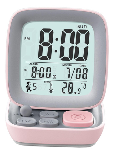 Niños Despertador Reloj Lcd Pantalla Tipo De Batería Rosa