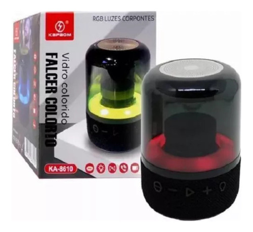 Caixa De Som Bluetooth Transparente Com Led Kapbom Ka-8610 Cor Azul