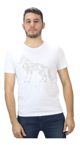 Camiseta Acostamento Estampada Lobo - 100% Algodão