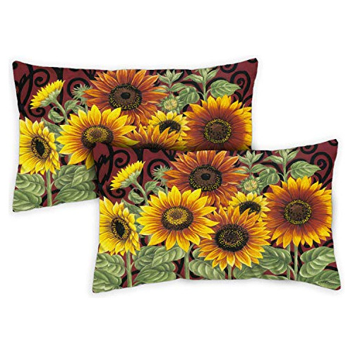 Juego De 2 Fundas De Almohada De Girasol Otoñal De 12x...