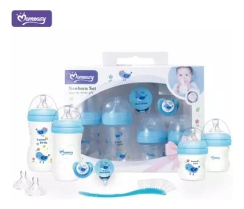 Kit De Biberones Anticolico De 9 Piezas Marca Momeasy Color Azul